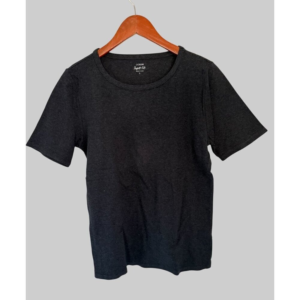 J.Crew Perfect Fit Womens T-Shirt Charcoal Gray 100% Cotton Made In Vietnam
